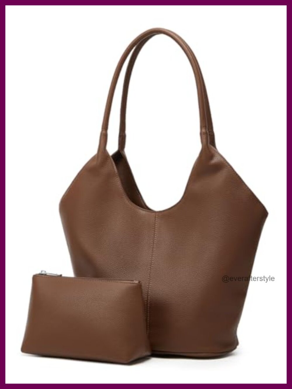 Vegan Leather Hobo Shoulder Bag Slouchy Bucket Purse Top Handle Tote Work